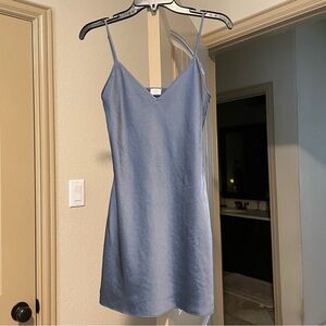 Aritzia Wilfred Satin Mini Slip Dress in Blue size XS